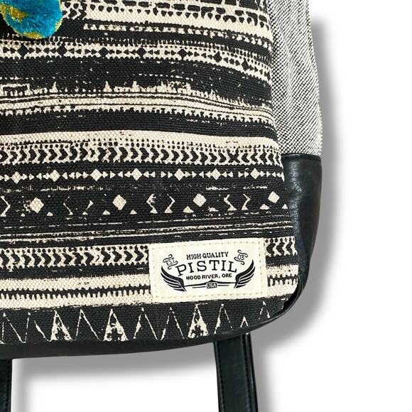 Pistil It Girl Backpack Multi Color Textured Canvas Faux Leather Book Bag - Picture 7 of 15